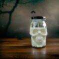 Skull shaped soy Candle. Glass Mason Jar